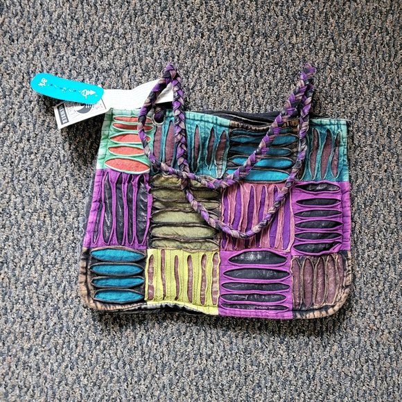 Boho Chic NWT Unique Ark Imports Patchwork Bag - Picture 4 of 14